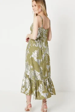 Occasion Foil Button Through Midi Dress