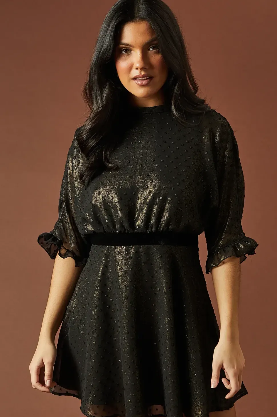 Occasion Glitter High Neck Mini Dress