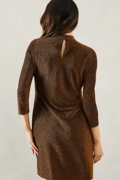 Occasion Glitter Jersey High Neck Shift Dress