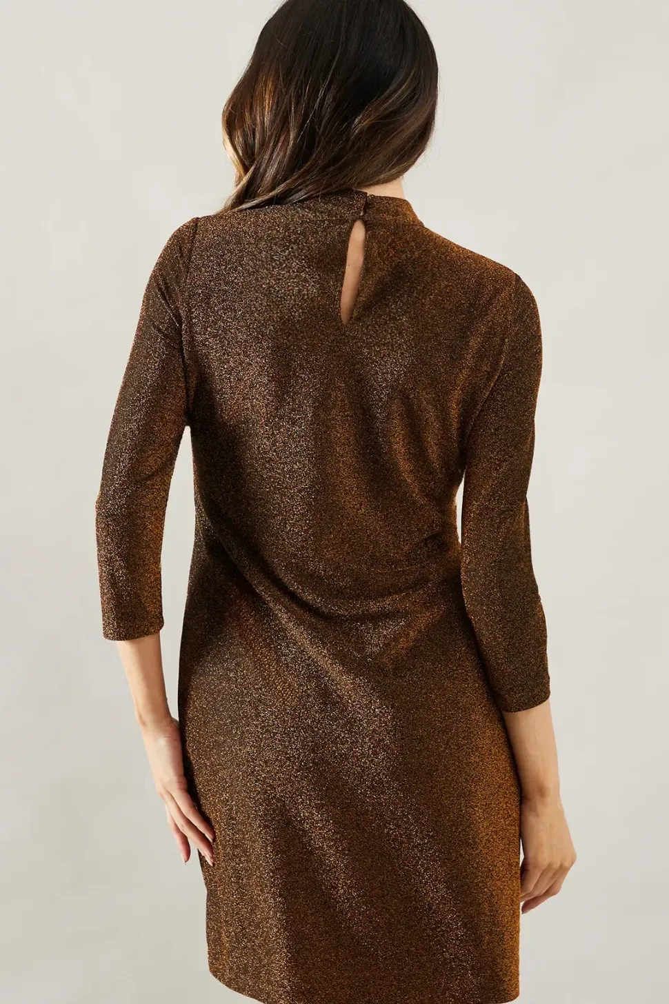 Occasion Glitter Jersey High Neck Shift Dress