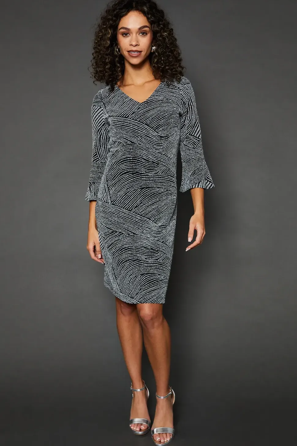 Occasion Glitter Jersey Ruffle Shift Dress