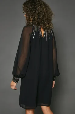 Occasion High Neck Embellished Shift Dress