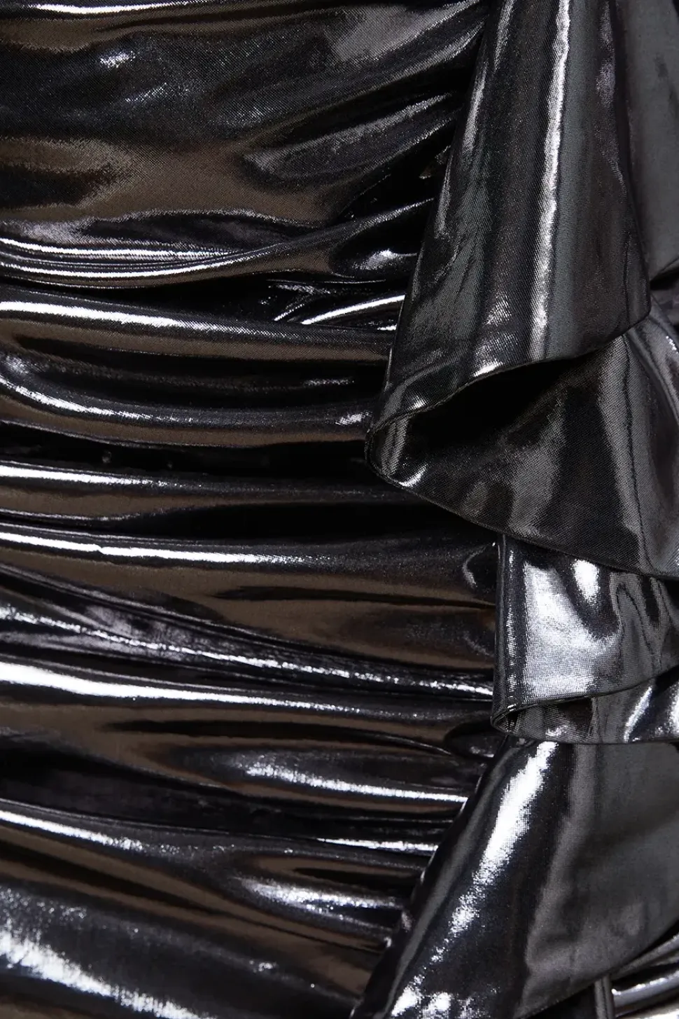 Occasion High Neck Metallic Ruched Mini Dress