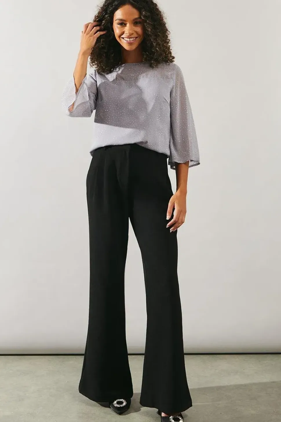 Occasion Hotfix Flare Sleeve Blouse