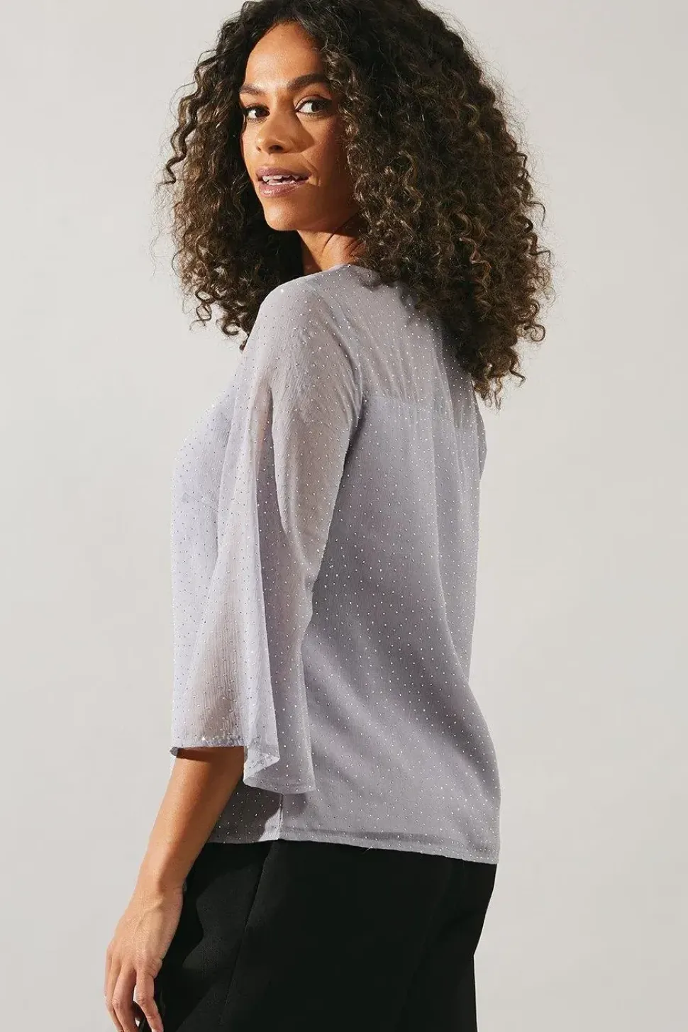 Occasion Hotfix Flare Sleeve Blouse