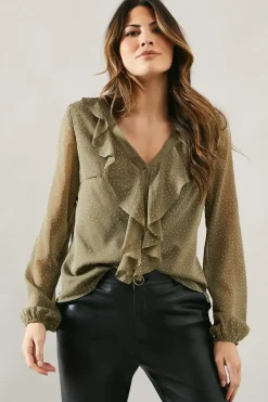 Occasion Hotfix Ruffle Front Blouse