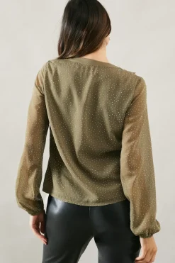 Occasion Hotfix Ruffle Front Blouse