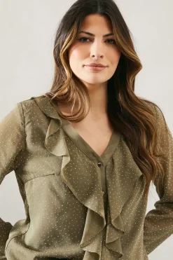 Occasion Hotfix Ruffle Front Blouse