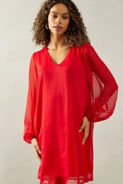 Occasion Hotfix Sleeve Shift Dress