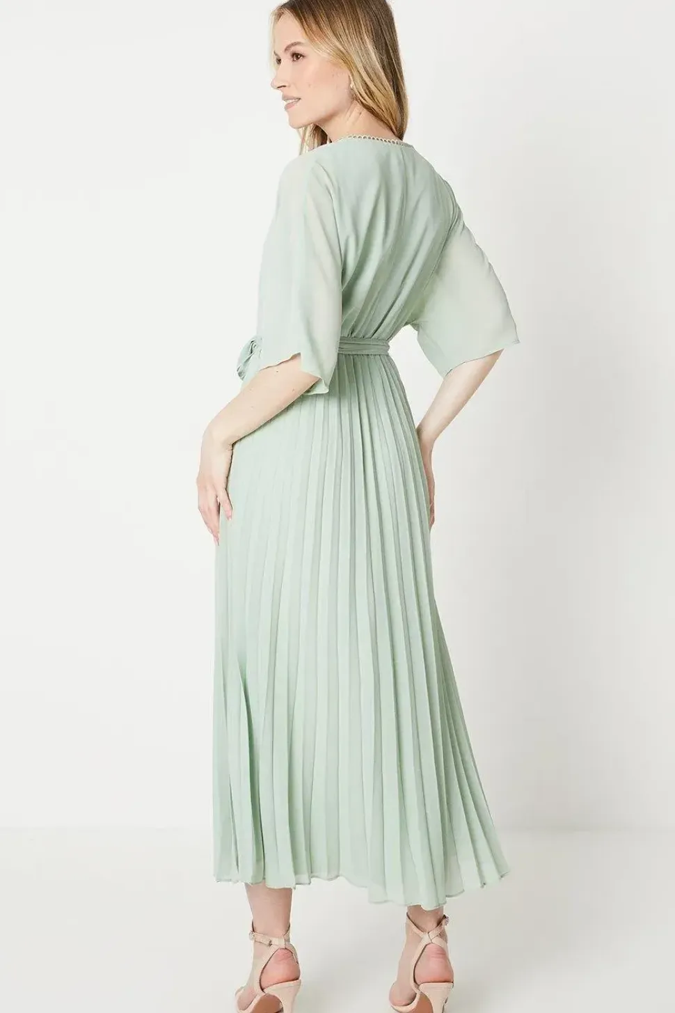 Occasion Kimono Sleeve Pleated Midi Dress