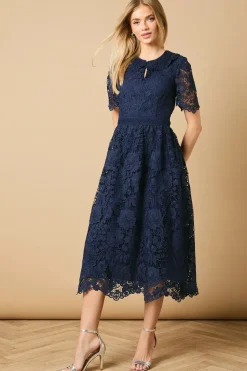Occasion Lace Collared Midi Dress