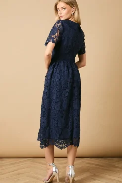Occasion Lace Collared Midi Dress