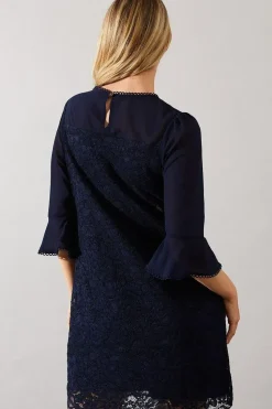 Occasion Lace Ruffle Sleeve Shift Dress