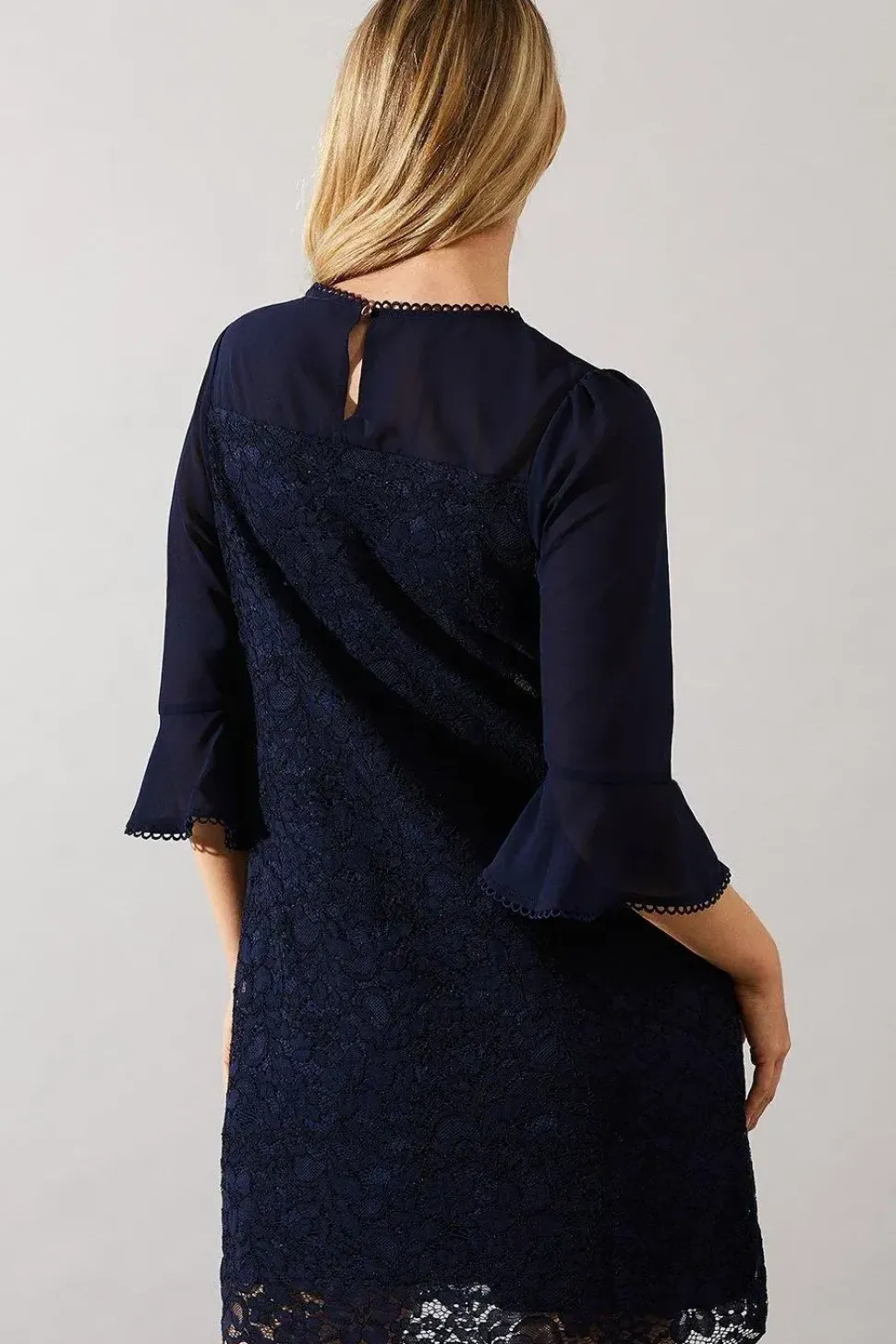 Occasion Lace Ruffle Sleeve Shift Dress