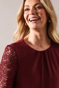 Occasion Lace Sleeve Drop Hem Shift Dress
