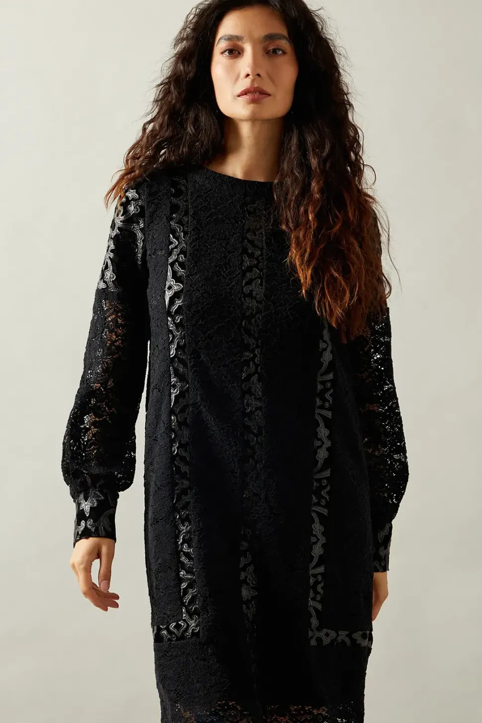 Occasion Lace Stripe Shift Dress
