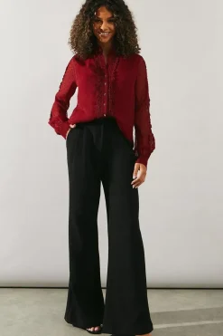 Occasion Lace Trim Dobby Blouse
