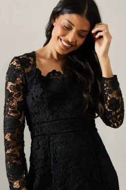 Occasion Lace Velvet Binding Pencil Dress