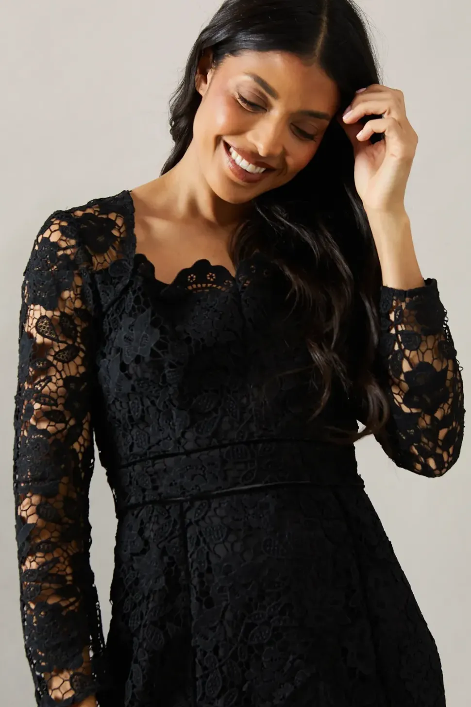 Occasion Lace Velvet Binding Pencil Dress