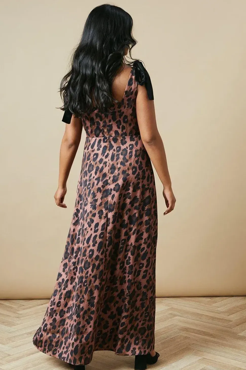 Occasion Leopard Velvet Tie Maxi Dress