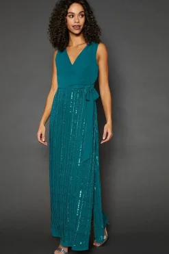 Occasion Linear Embellishment Wrap Maxi Dress