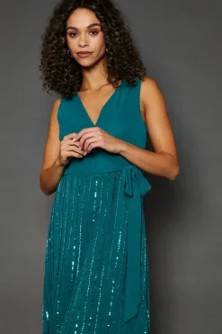 Occasion Linear Embellishment Wrap Maxi Dress