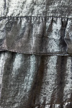 Occasion Metallic Foil Tiered Midaxi Dress