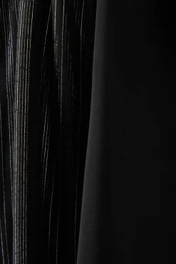 Occasion Metallic Stripe Cold Shoulder Midi Dress