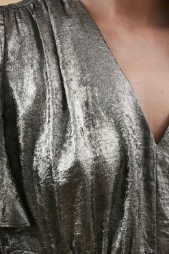 Occasion Metallic Waist Detail Midi Dress