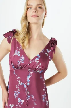 Occasion Petite Satin Button Midi Dress