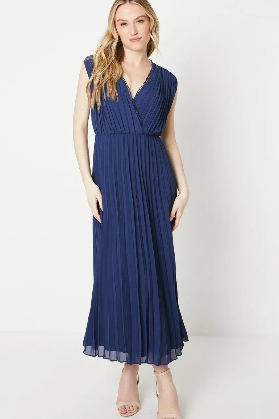 Occasion Pleated Wrap Midaxi Dress