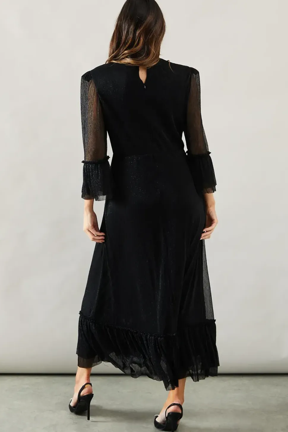 Occasion Plisse Ruffle Sleeve Midaxi Dress