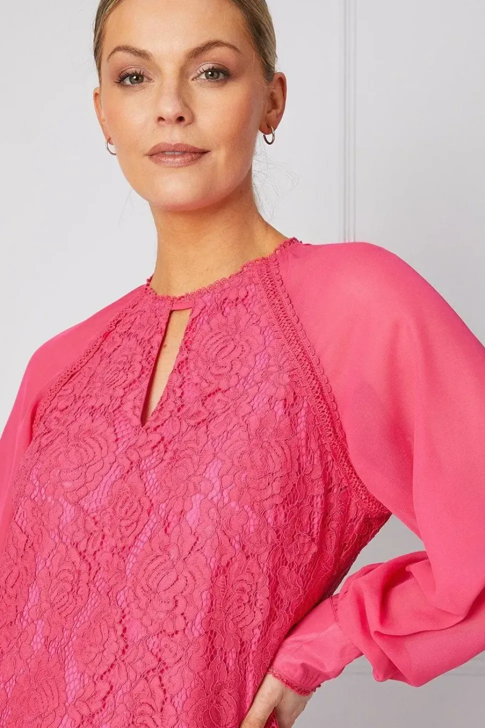Occasion Premium Lace Chiffon Sleeve Shift Dress