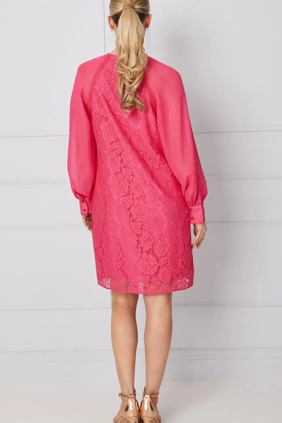 Occasion Premium Lace Chiffon Sleeve Shift Dress