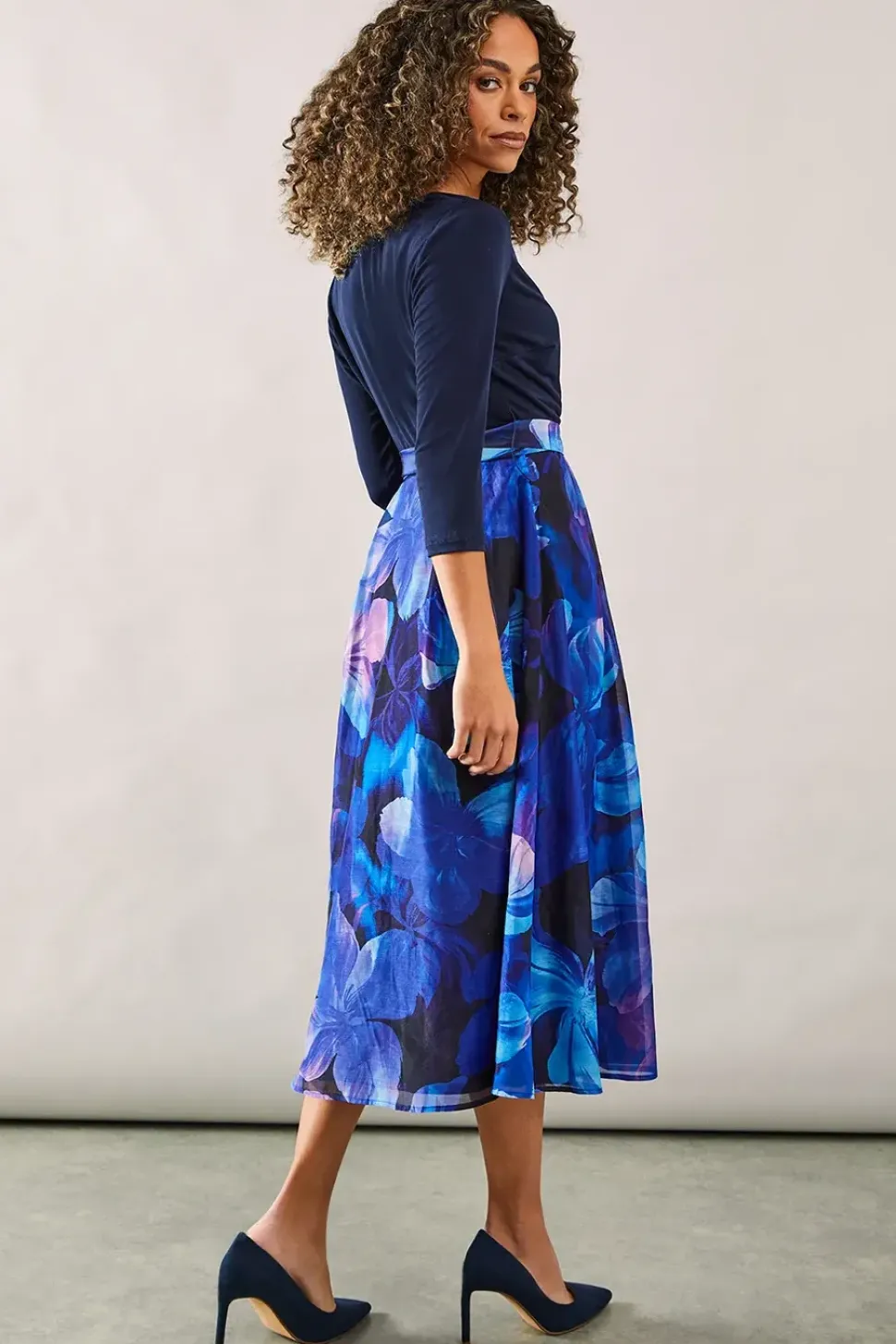 Occasion Printed Organza Wrap Midi Dress