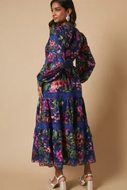 Occasion Printed Ruffle Tier Midi Dress