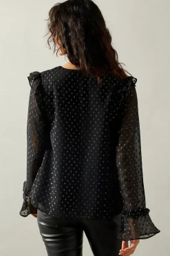 Occasion Ruffle Sleeve Metallic Blouse