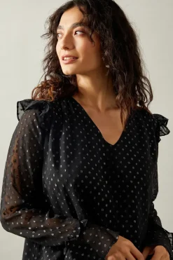 Occasion Ruffle Sleeve Metallic Blouse