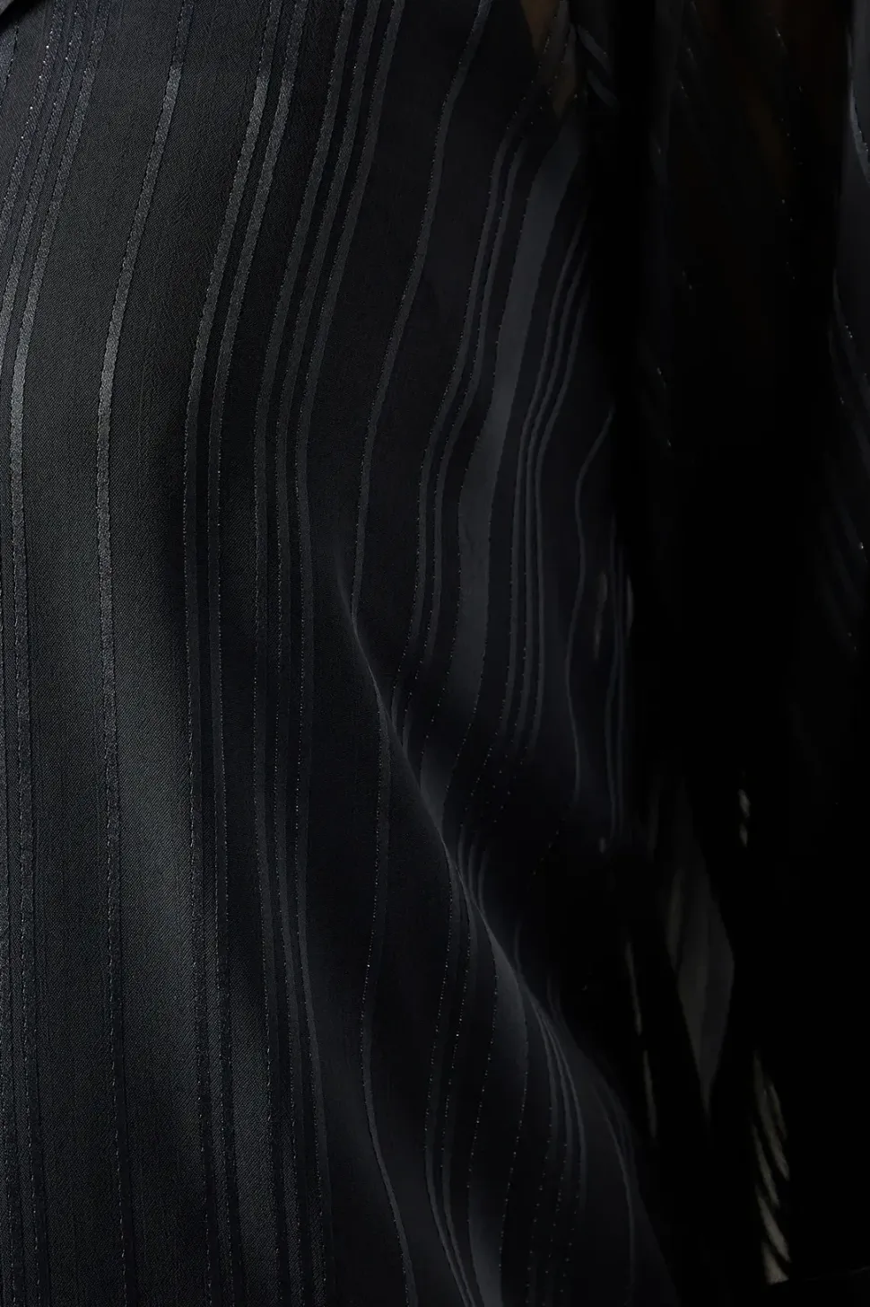Occasion Ruffle Tie Neck Metallic Blouse