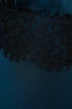 Occasion Satin Lace Waist Midi Dress