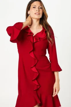 Occasion Satin Ruffle Shift Dress