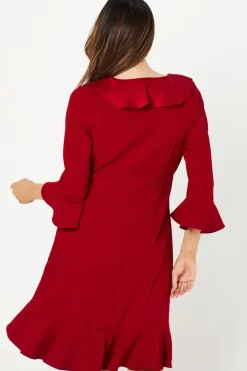 Occasion Satin Ruffle Shift Dress