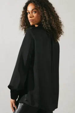 Occasion Satin Tie Neck Blouse