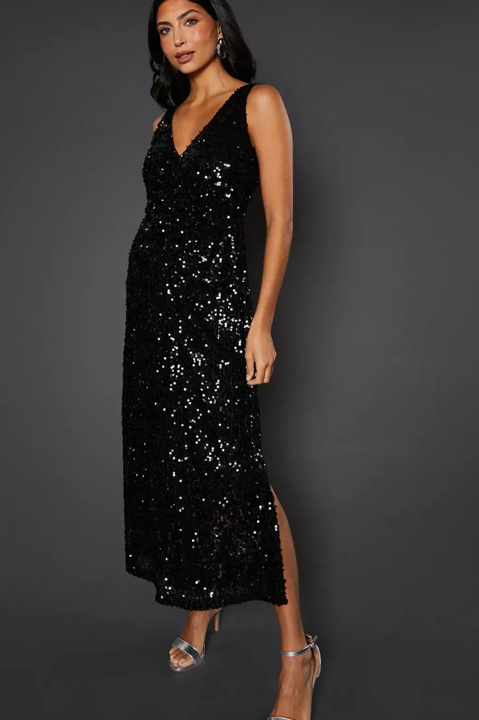 Occasion Sequin Ruched Midaxi Dress