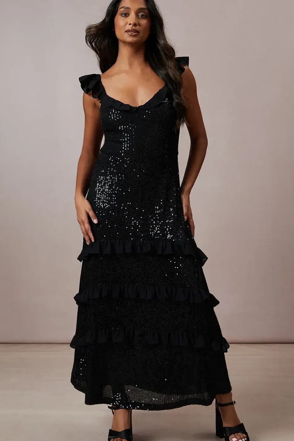 Occasion Sequin Ruffle Midaxi Dress