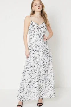 Occasion Spot Print Ruffle Maxi Dress