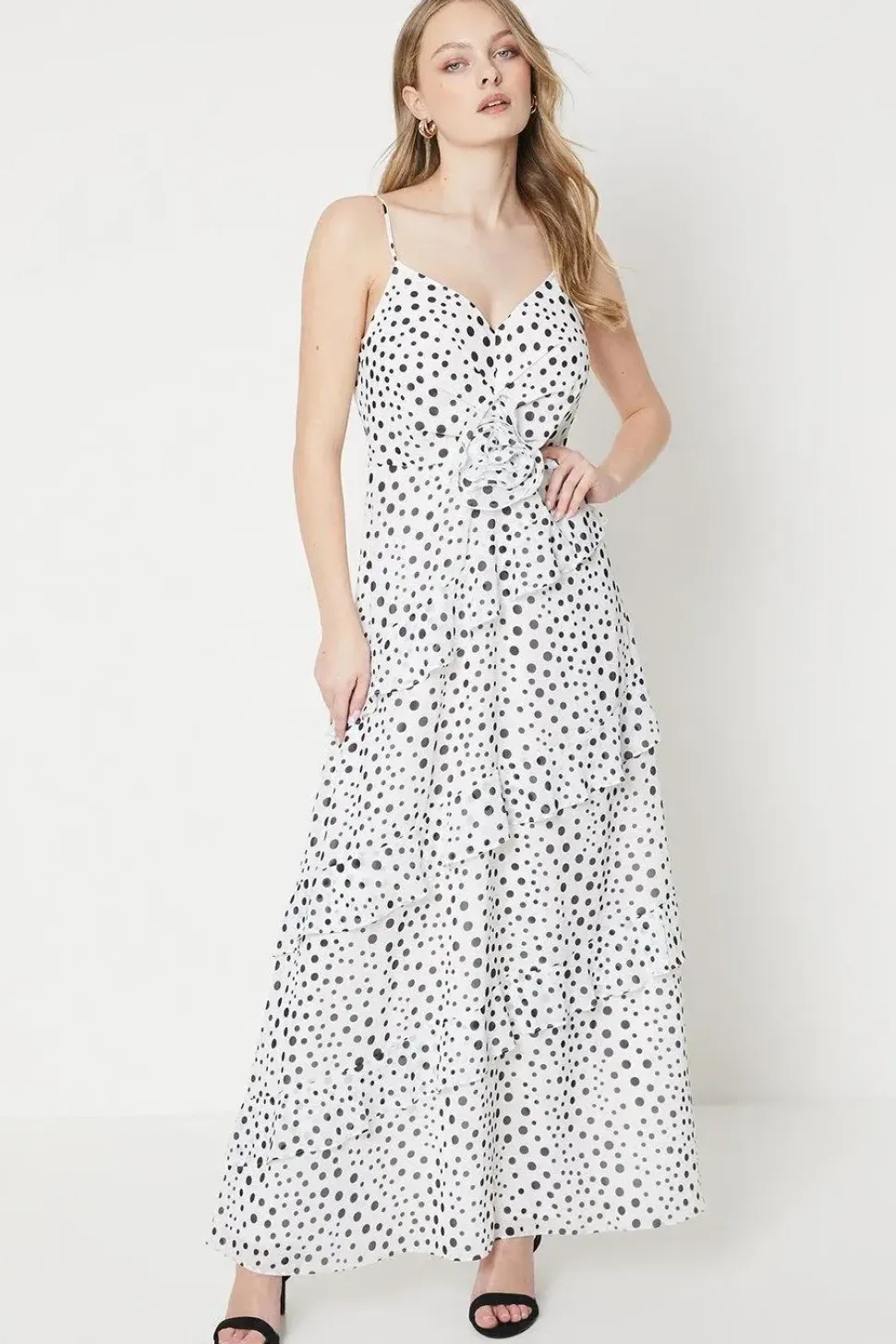 Occasion Spot Print Ruffle Maxi Dress