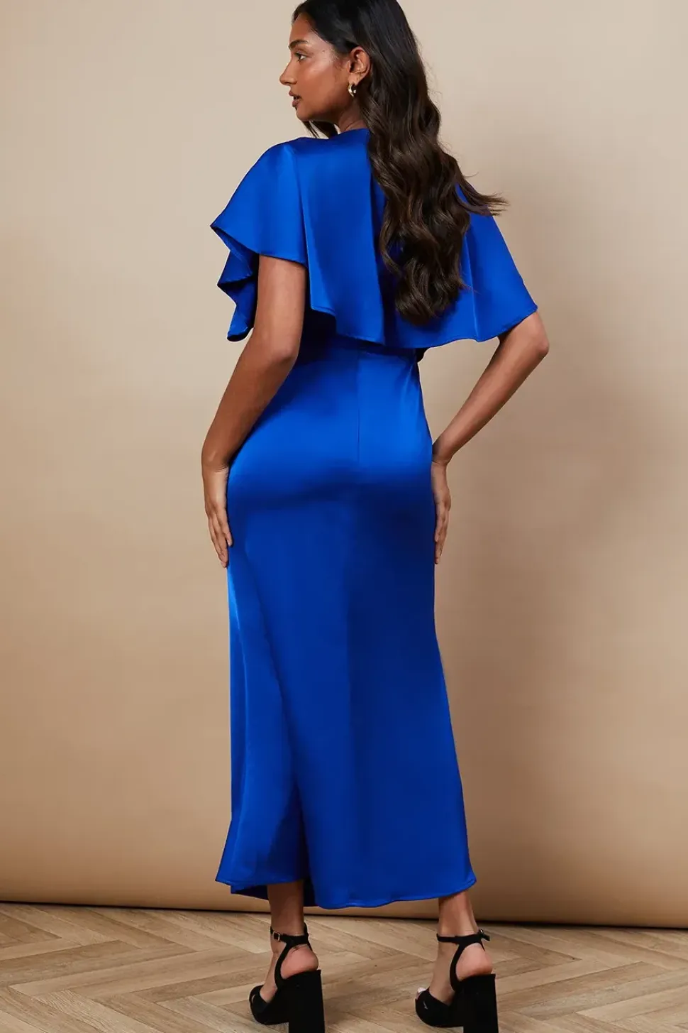 Occasion Tie Neck Satin Midi Dress