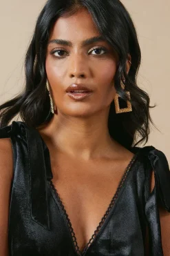 Occasion Tie Shoulder Velvet Slip Dress