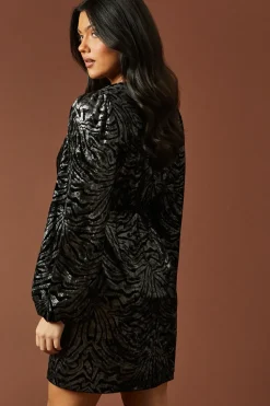 Occasion Velvet Balloon Sleeve Mini Dress